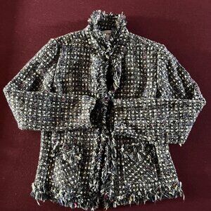 Chico's Multicolored Fringed Fitted Open-Front Blazer -- Size 0